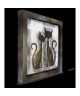 CAT Tableau déco toile peinte a la main 47x47 cm marron