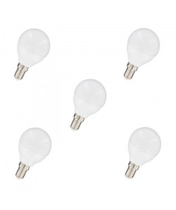 NITYAM Lot de 5 ampoules LED E14 sphérique 5 W équivalent a 35 W blanc chaud