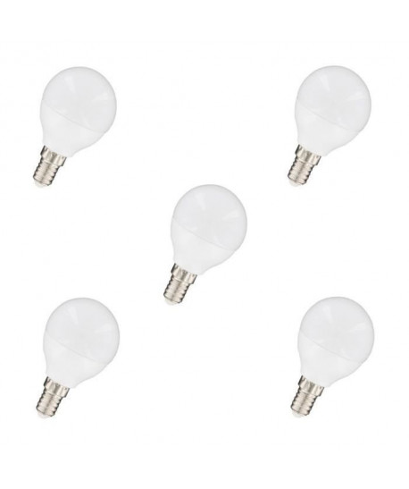 NITYAM Lot de 5 ampoules LED E14 sphérique 5 W équivalent a 35 W blanc chaud