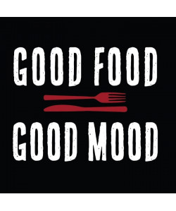 Tableau déco glossy Wording Food Mood  50 x 50 cm