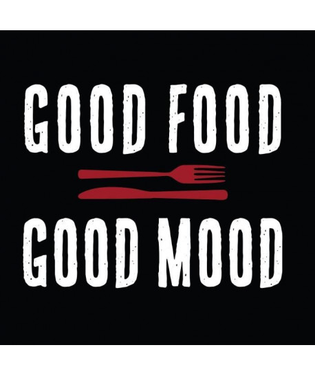 Tableau déco glossy Wording Food Mood  50 x 50 cm