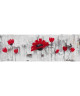 Toile peinte Fleur rouge fond ocre et marron  Coton  40x120 cm  Rouge, beige et blanc