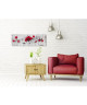 Toile peinte Fleur rouge fond ocre et marron  Coton  40x120 cm  Rouge, beige et blanc