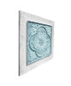 Toile peinte relief carreaux de ciment Fleur bleue  Coton  80x80 cm