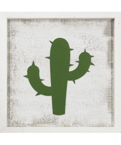 ARIZONA CACTUS Cadre Figure laser 54x54 cm Blanc et vert