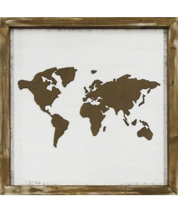 ARIZONA MAPA MUNDI Cadre Figure laser 54x54 cm Marron et creme