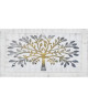 Toile peinte relief Arbre avec feuilles argentées  Coton  60x110 cm  Rose et vert