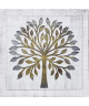 Toile peinte série laser Arbre avec feuilles dorées  Coton  60x60 cm  Doré et gris