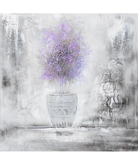 Toile peinte préimprimée Lavande  Coton  70x70 cm  Violet et gris