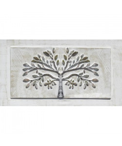 Toile peinte relief carreaux de ciment  Arbre couleur  Coton  60x110 cm  Rose et vert