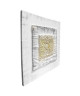 Toile peinte relief carreaux de ciment  Fleur dorée et carrée  Coton  70x70 cm