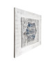 Toile peinte relief carreaux de ciment  Fleur étoilée bleue  Coton  70x70 cm