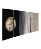 TRIPTYQUE Toile peinte abstraite 70x70 cm Lune dorée