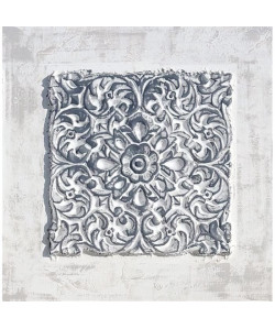 ARABESQUE Tableau en relief 60x60 cm Gris et blanc