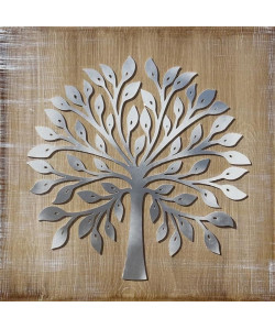 ARBRE LASER BLANC Toile peinte 60x60 cm Gris et blanc