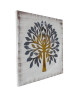 ARBRE LASER DORÉ Toile peinte 60x60 cm Gris et jaune