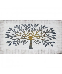 ARBRE LASER DORÉ Toile peinte 60x110 cm Gris et jaune