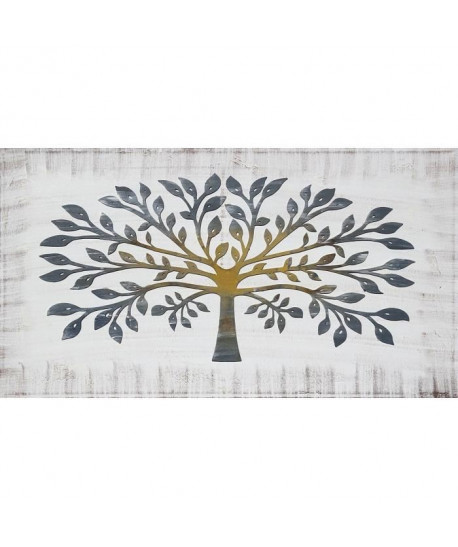 ARBRE LASER DORÉ Toile peinte 60x110 cm Gris et jaune