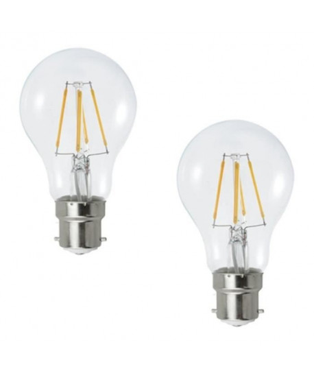 MACADAM LIGHTING Lot de 2 ampoules LED filament standard B22 4 W équivalent a 40 W blanc chaud