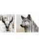 WOLF AND BULLS Lot de 2 tableaux déco 20x25 cm Gris et marron