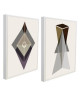 GEOMETRIC Lot de 2 tableaux déco 20x25 cm Gris, marron et beige