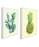 CACTUS AND PINA Lot de 2 tableaux déco 20x25 cm Vert et jaune