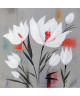 FLEURS BLANCHES Toile peinte 50x50 cm Blanc, rouge et noir