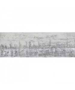 BUILDINGS Toile peinte abstraite 40x120 cm Gris