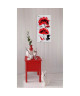 FLEUR ROUGE ET BLANCHE Toile peinte 30x60 cm Blanc et rouge