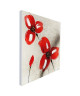 FLEUR ROUGE ET BLANCHE Toile peinte 50x50 cm Blanc et rouge