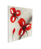 FLEUR ROUGE ET BLANCHE Toile peinte 70x70 cm Blanc et rouge