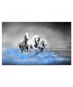 Tableau Déco Chevaux Blancs au Galop  Animaux  80x50 cm