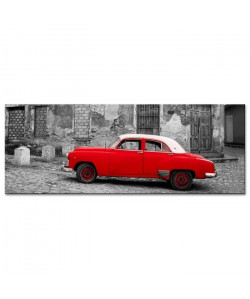 Tableau Déco Urbaine Voiture Rouge Ancienne  Urbain  80x30 cm