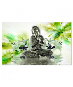 Tableau Déco Ambiance Zen Déco Fleurs et Bouddha  Zen  80x50 cm