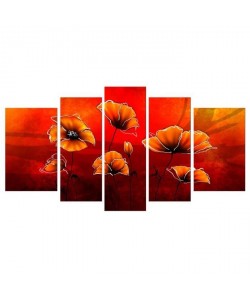 COQUELICOTS Tableau Multi Panneaux  110x60 cm