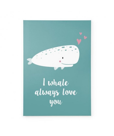 TANUKI Toile tendue Baleine I whale always love you  70x50 cm