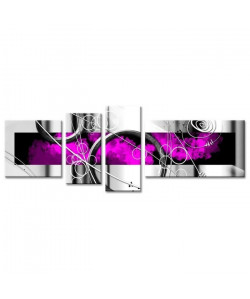 FEU ABSTRAIT Tableau multi panneaux 160x60 cm violet