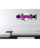 FEU ABSTRAIT Tableau multi panneaux 160x60 cm violet