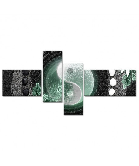 YIN YANG Tableau multi panneaux 130x65 cm vert zen