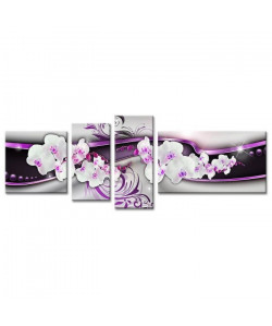 FLOWER Tableau multi panneaux 160x60 cm violet fleur