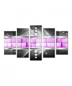 CUBO Tableau multi panneaux 150x80 cm violet abstrait