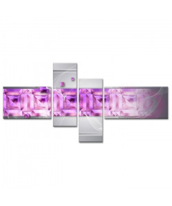 LABYRINTHE Tableau multi panneaux 130x65 cm violet abstrait