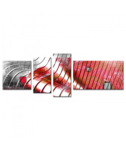 REFLECT Tableau multi panneaux 160x60 cm rouge abstrait