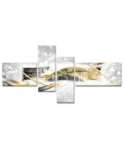 GOLD WATER Tableau multi panneaux 130x65 cm blanc abstrait