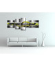 HEXOA Tableau multi panneaux abstrait 160x60 cm jaune