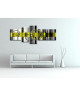 HEXOA Tableau multi panneaux abstrait Ledi 160x60 cm jaune