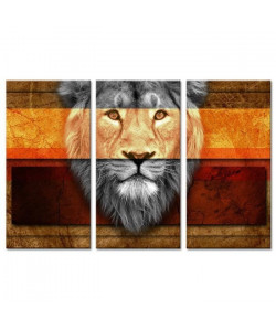 LION Tableau multi panneaux 120x80 cm orange