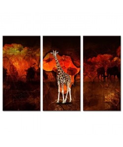 AFRIKA Tableau multi panneaux 120x80 cm marron