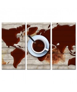 COFFEE Tableau multi panneaux 120x80 cm marron cuisine