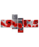 POPPY Tableau multi panneaux 130x65 cm rouge fleur